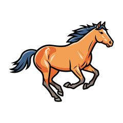 Obraz premium Brown horse with blue mane and tail running with legs extended vector