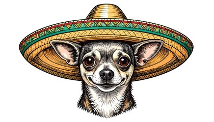 Smiling chihuahua in sombrero