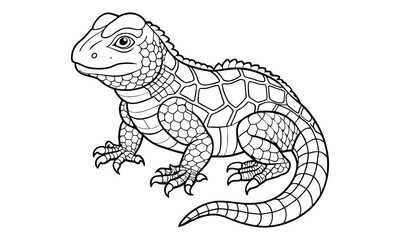 Reptiles animal Kids t shirt design silhouette and vector line art, Detailed High-Quality Line Art, Suitable for Adult Coloring Books, Stress Relief, Relaxation, and Printable Art Therapy.