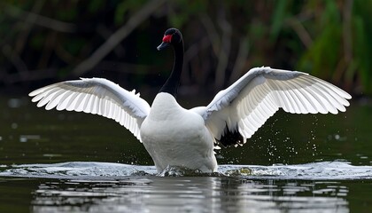 Black-necked swan in action