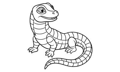 Fototapeta premium Reptiles animal Kids t shirt design silhouette and vector line art, Detailed High-Quality Line Art, Suitable for Adult Coloring Books, Stress Relief, Relaxation, and Printable Art Therapy.