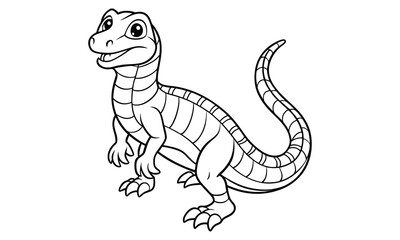 Reptiles animal Kids t shirt design silhouette and vector line art, Detailed High-Quality Line Art, Suitable for Adult Coloring Books, Stress Relief, Relaxation, and Printable Art Therapy.