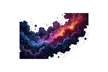 A captivating cosmic cloudscape, a vibrant nebula of swirling colors isolated on transparent background