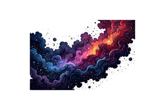 A captivating cosmic cloudscape, a vibrant nebula of swirling colors isolated on transparent background