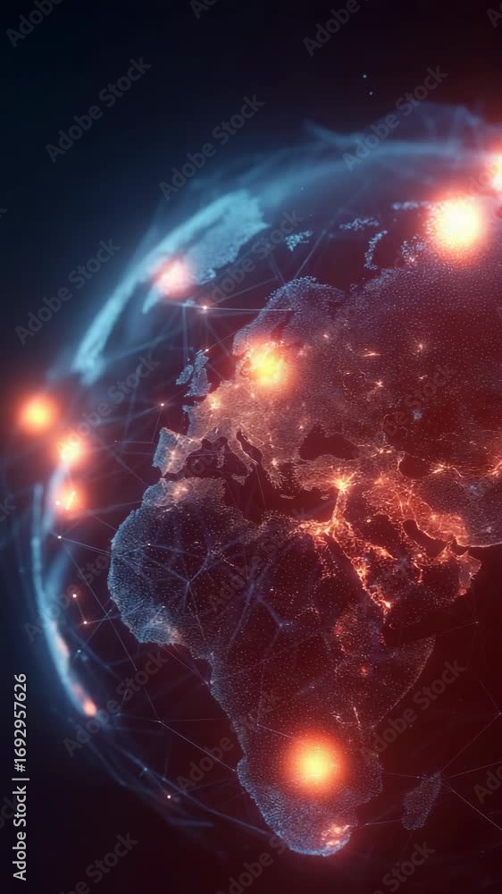 Aufkleber digital earth visualization with network connections and data flow