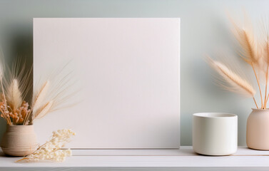 Canvas Mockup – Minimal Boho Interior with Dried Flowers