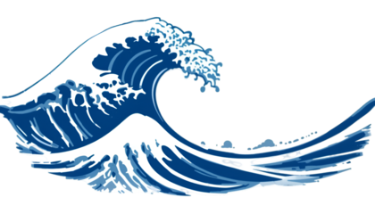 Majestic Blue Ocean Wave Crashing with White Foam and Spray during the Daytime