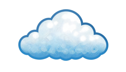 A Fluffy White Cloud with Blue Outline on a Transparent Background