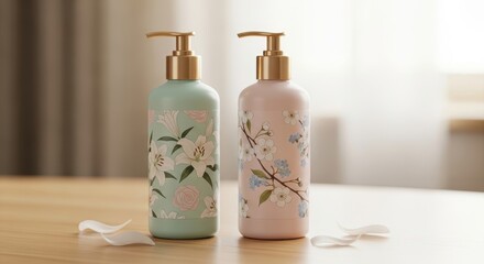 Elegant Floral Soap Dispensers with Gold Pumps