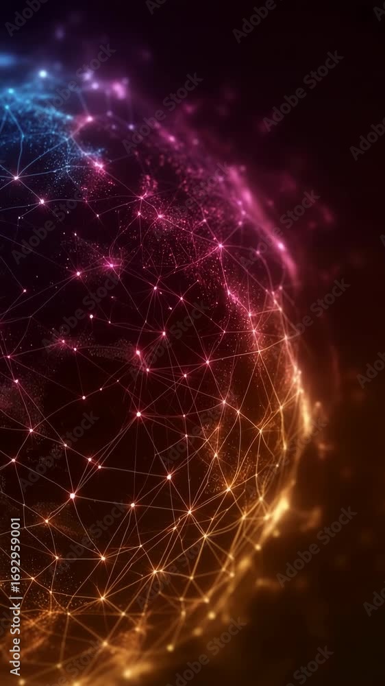 Poster Abstract digital network sphere with glowing connectivity and dynamic light patterns