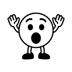 Obraz premium character emotion smiley with arms and legs surprise vector on white background Vector icon character with emotion