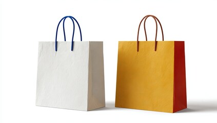 White and Yellow- Red Paper Shopping Bags paper bag