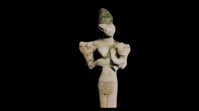 Sumerian stone figurine of a reptilian mother nursing her child