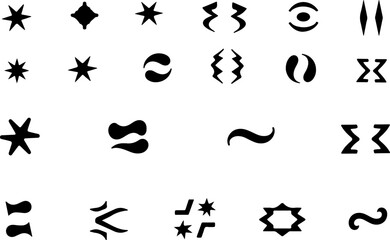 Naklejka premium Collection of Geometric and Symbolic Shape Silhouettes bundle