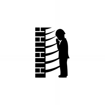 silhouette child praying near brick wall clip art preview