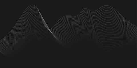 Elegant Abstract White Wave Lines Flowing Smoothly Across a Deep Black Background, Creating a Minimalist and Modern Contrast.
