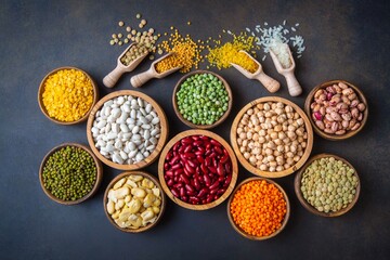 Different types of legumes and cereals