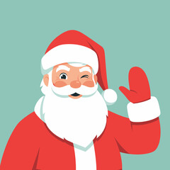 Friendly Santa Claus Portrait Waving, Christmas Greeting.