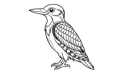 Fototapeta premium Woodpecker Kids t shirt design silhouette and vector line art, Detailed High-Quality Line Art, Suitable for Adult Coloring Books, Stress Relief, Relaxation, and Printable Art Therapy Projects.