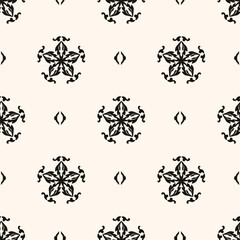 Fototapeta premium Abstract simple floral gothic style seamless pattern. Elegant minimal monochrome stylish background. Perfect for textile, fabric and fashion print.