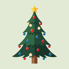 Decorated Christmas Tree with Colorful Ornaments and a Star Topper.