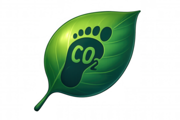 Green leaf revealing carbon footprint calculation, highlighting environmental impact measurement with co2 emissions symbol