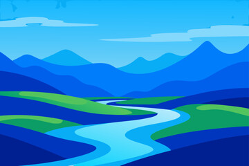 Landscape with mountains and winding river
