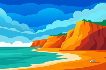 Coastal landscape with cliffs and ocean view
