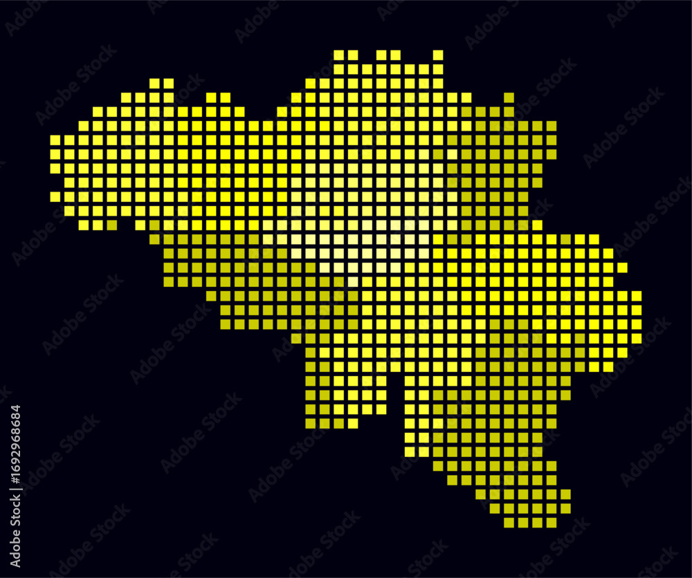 Poster belgium dotted map. digital style map of the country on dark background. belgium shape with square d