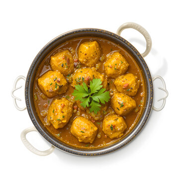 Traditional pointed gourd (parwal) curry served in a dish, cooked with spices in a flavorful gravy, isolated