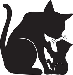 black cat silhouette cat with his baby