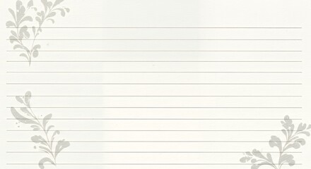Obraz premium Blank lined paper with floral design