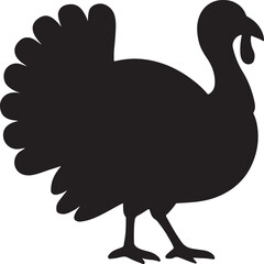 Turkey silhouette vector, farm animal icon, Thanksgiving design, EPS editable illustration.