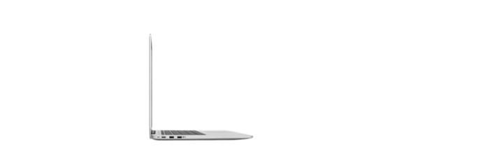 Sleek and Modern Laptop: A side view showcases a slim, silver laptop against a clean backdrop, perfect for illustrating technology, design, and productivity. 