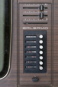 Detail control panel of Tesla Salermo vintage televison