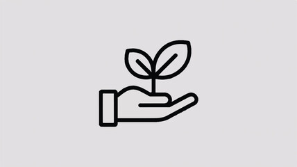 Minimalist line art icon of a hand holding something abstract