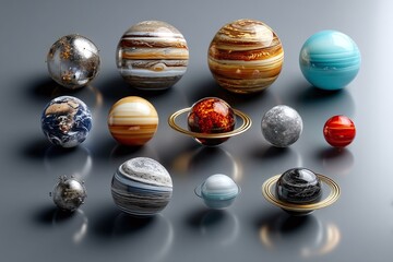 Realistic 3D Solar System Planets and Moons Collection for Educational Space Marketing