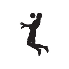 Soccer jump silhouette. Athletic silhouette of a player leaping to head or volley the ball.
