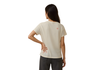 Simple T-shirt: A woman modeling a minimalist and understated T-shirt, the perfect blend of casual comfort and timeless style.