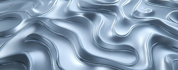 Obraz premium A stylized, abstract design showcases undulating, flowing lines in a cool metallic gray tone.