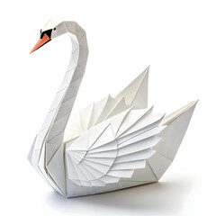 origami swan isolated clean white background