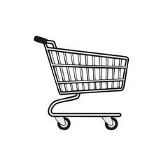 A shopping cart, rendered with a clean and minimalist design, perfect for illustrating the act of shopping and consumerism