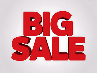 Bold red 3d text announcing a big sale event