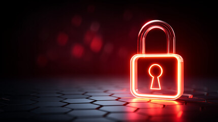 Digital padlock cyber security. data protection lock technology