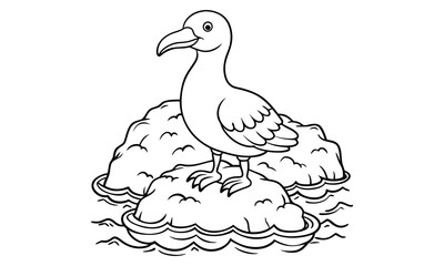 Fototapeta premium Albatross Kids t shirt design silhouette and vector line art, Detailed High-Quality Line Art, Suitable for Adult Coloring Books, Stress Relief, Relaxation, and Printable Art Therapy Projects.