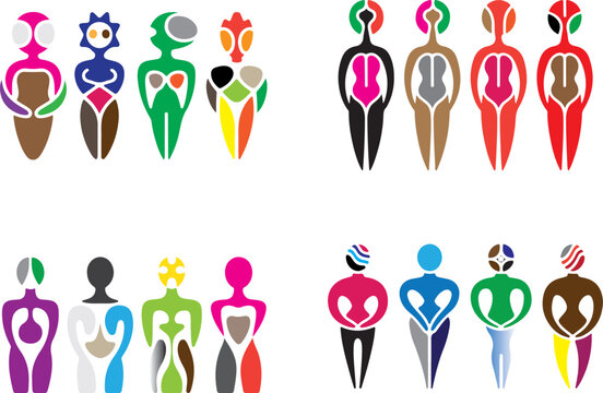 Colorful abstract human figures stylized diverse