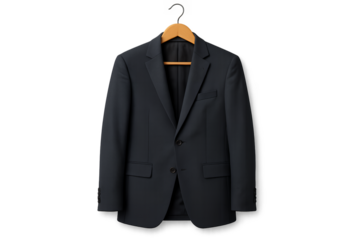 black suit on a hanger