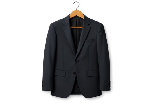 black suit on a hanger