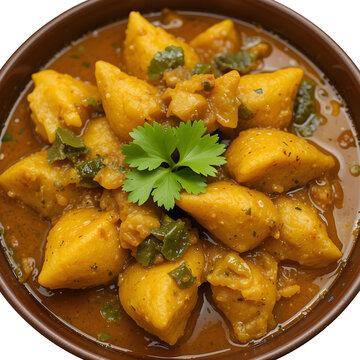 Traditional pointed gourd (parwal) curry served in a dish, cooked with spices in a flavorful gravy, isolated