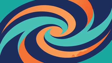 Swirling Abstract Pattern With Teal Orange and Navy Blue Colors background